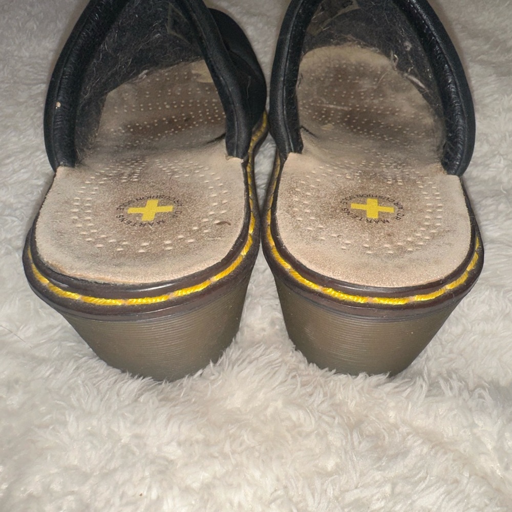 DR. MARTEN Black Leather Slip-On Clogs - Picture 5 of 8